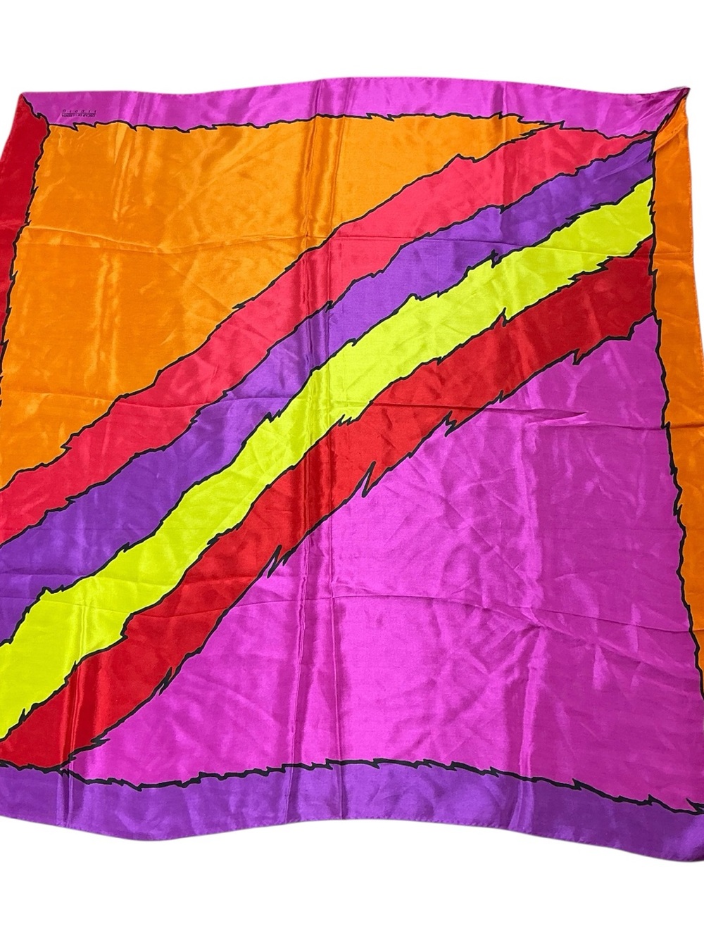 Vintage Oscar de la Renta multicolored 80s 100% silk scarf 30 x 31 NOS